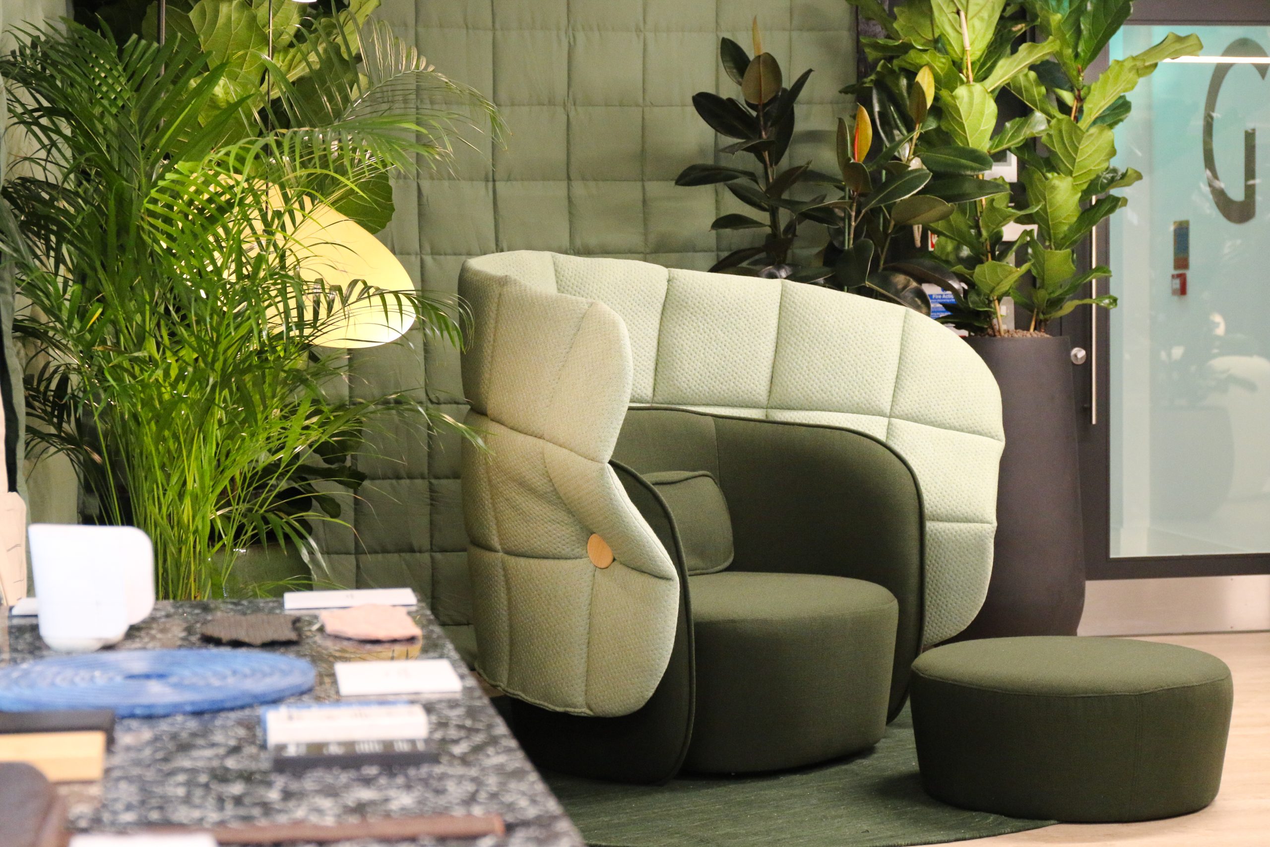 Stylish green Puffa chair made from sustainable materials