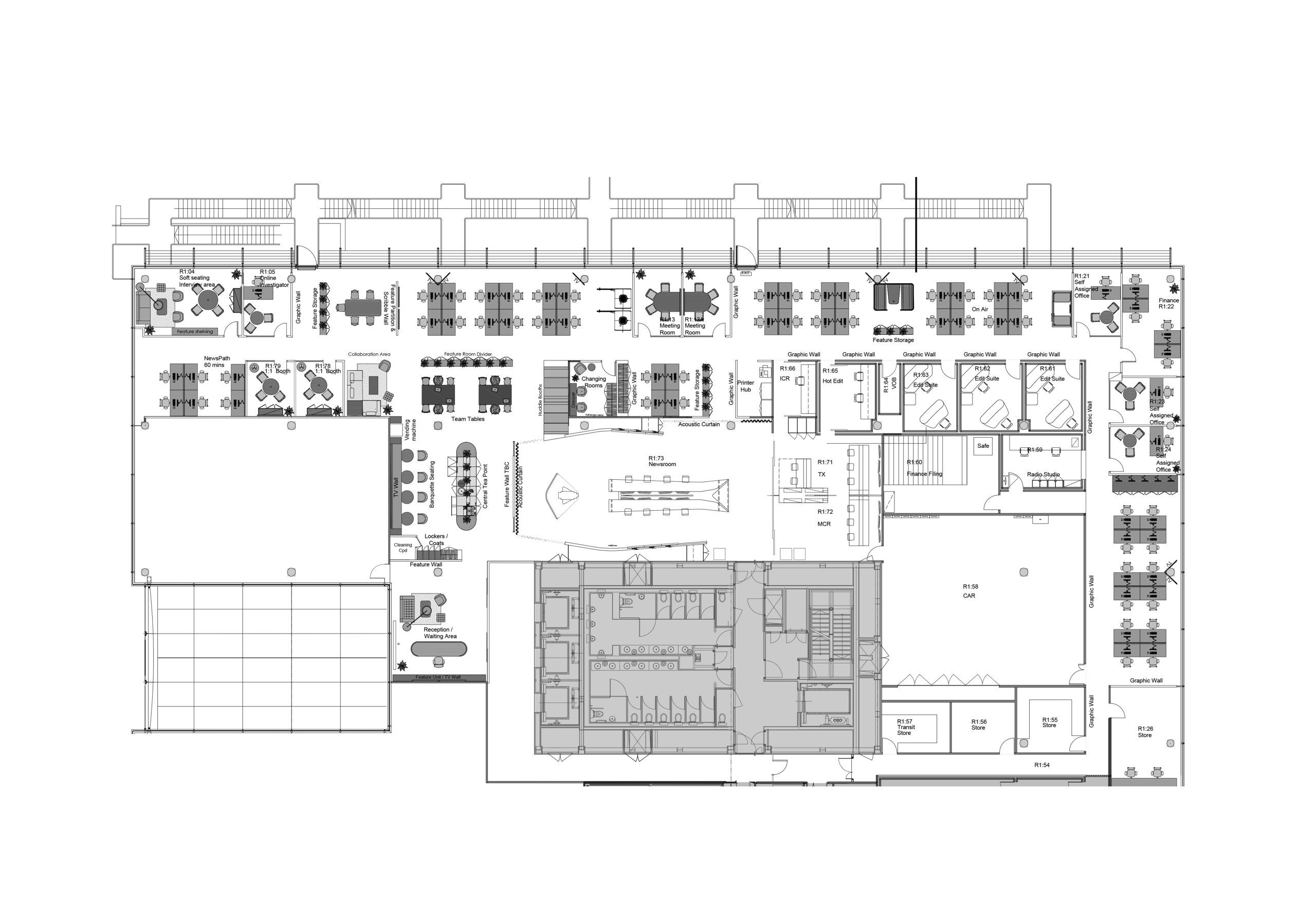 General arrangement space plan black and white