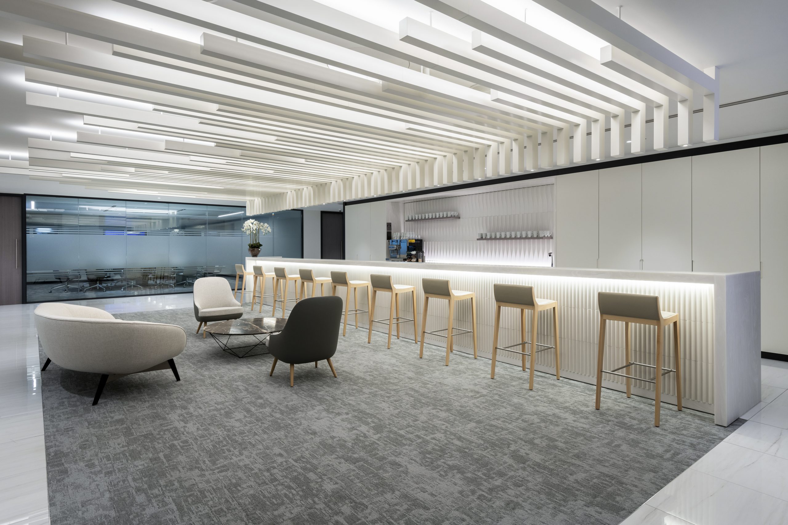Employees using both remote and in-office technology collaboratively