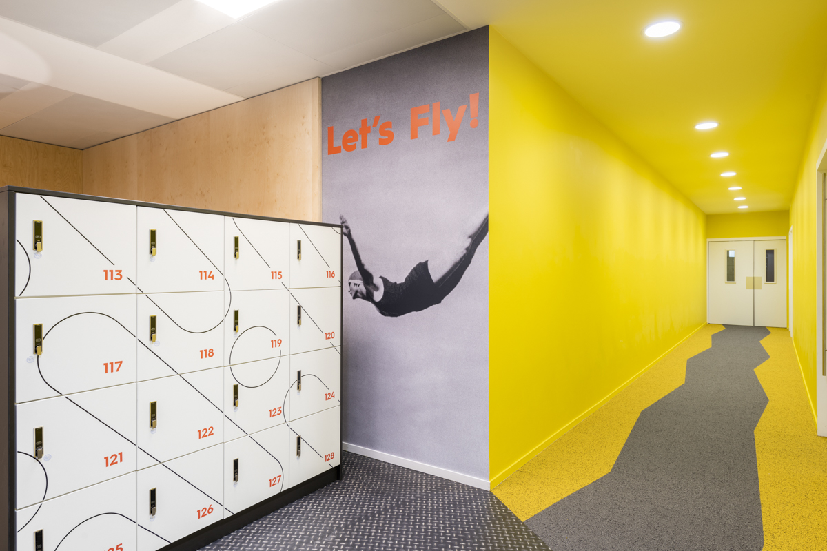 Bike and locker storage in office