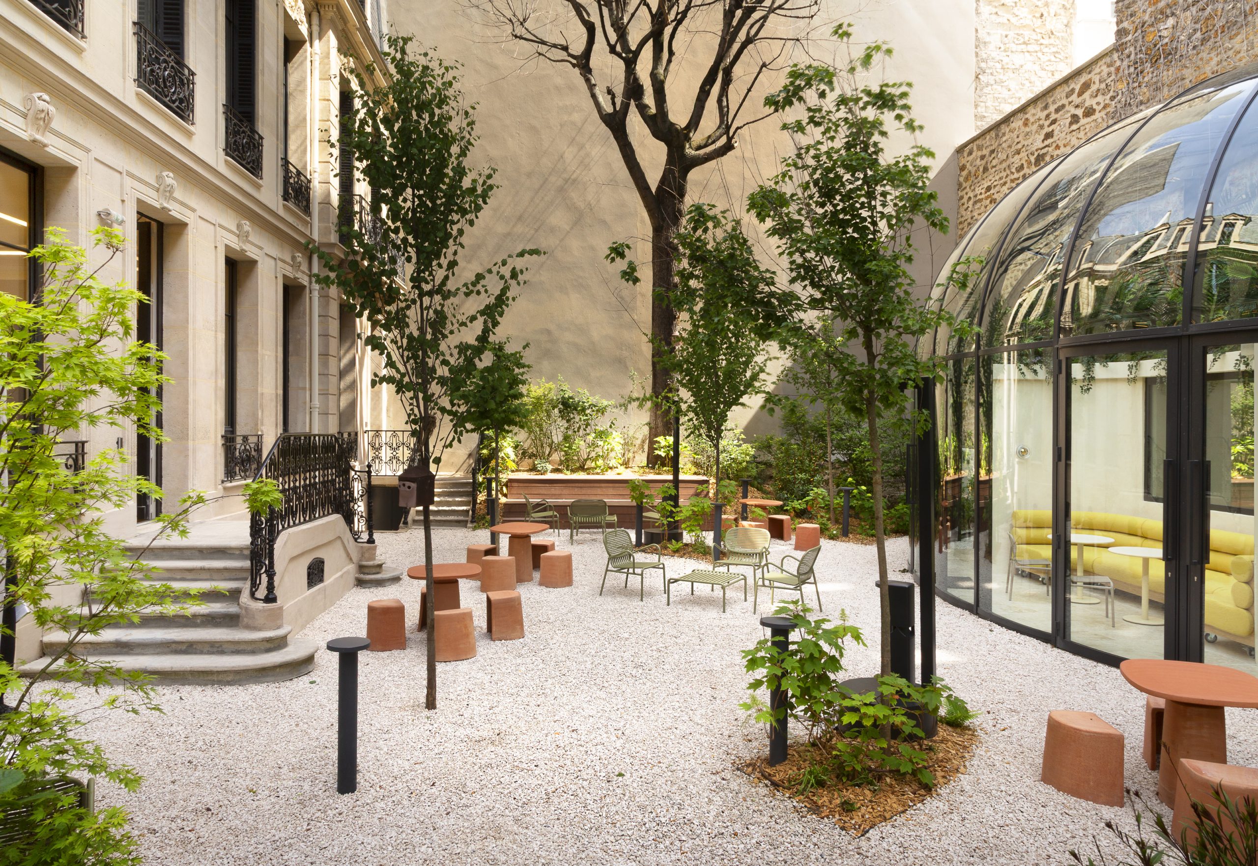 Outdoor workspace and green terrace designed for year-round use by K2 Space