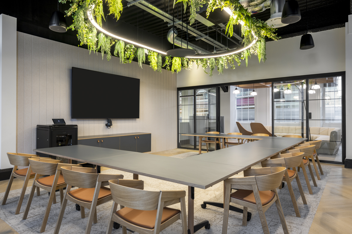 Contemporary office workspace with carefully specified furniture and finishes